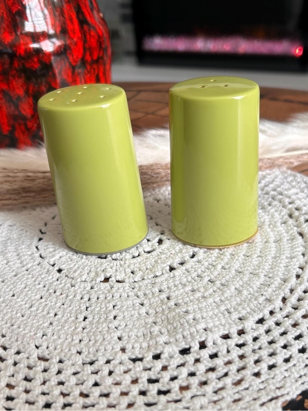 Vintage Lime Green plastic Salt and Pepper Shakers